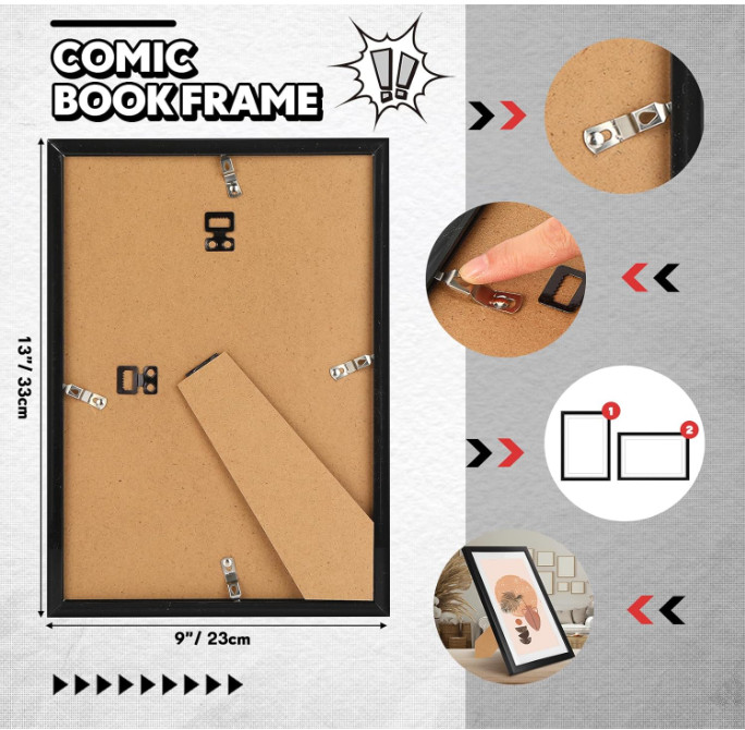 Geetery 16 Pack Comic Book Frames UV Protection Wall or Tabletop Display