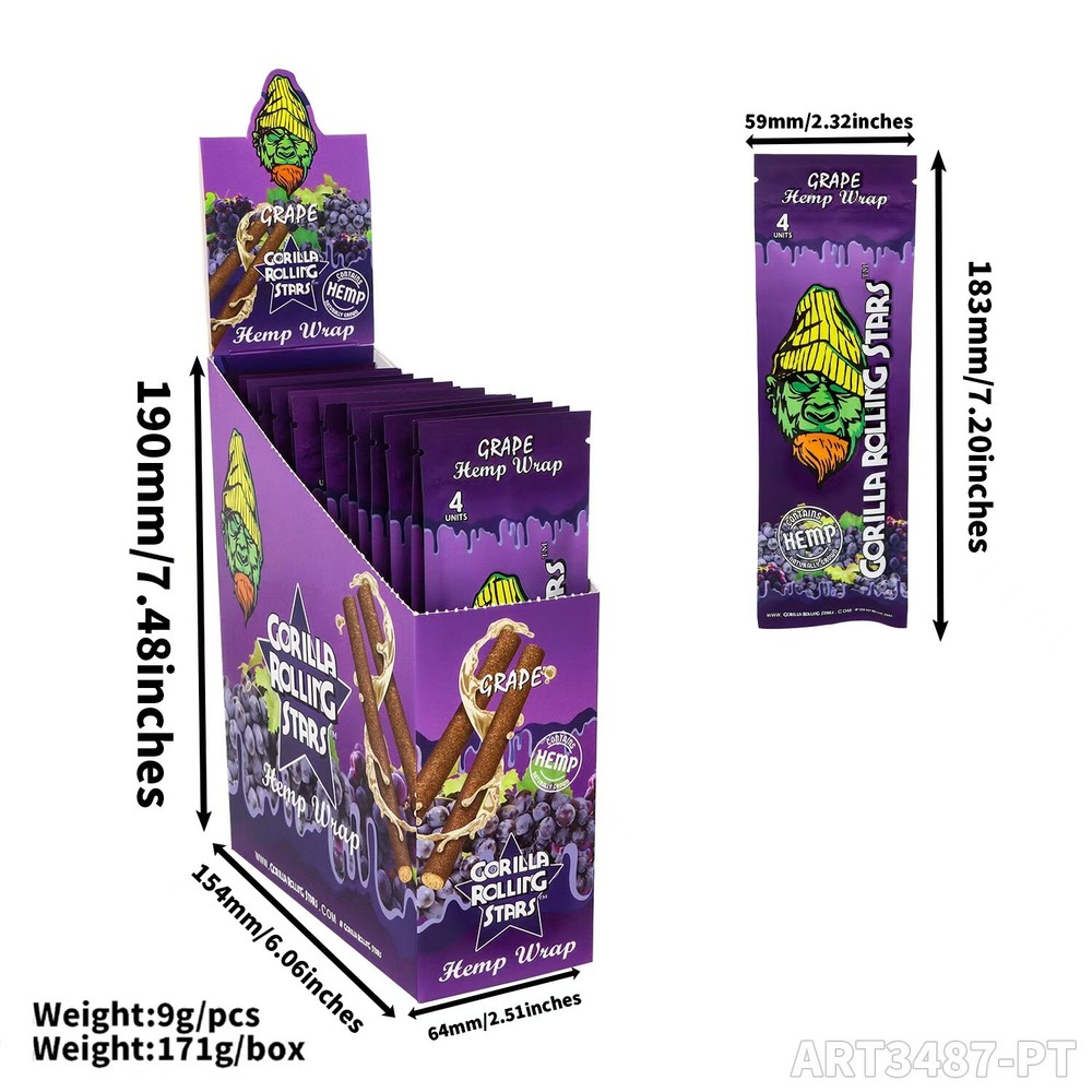 (15 packs/box) Grape Flavored Cigar Rolling Papers 110mm Large Cigar Rollers