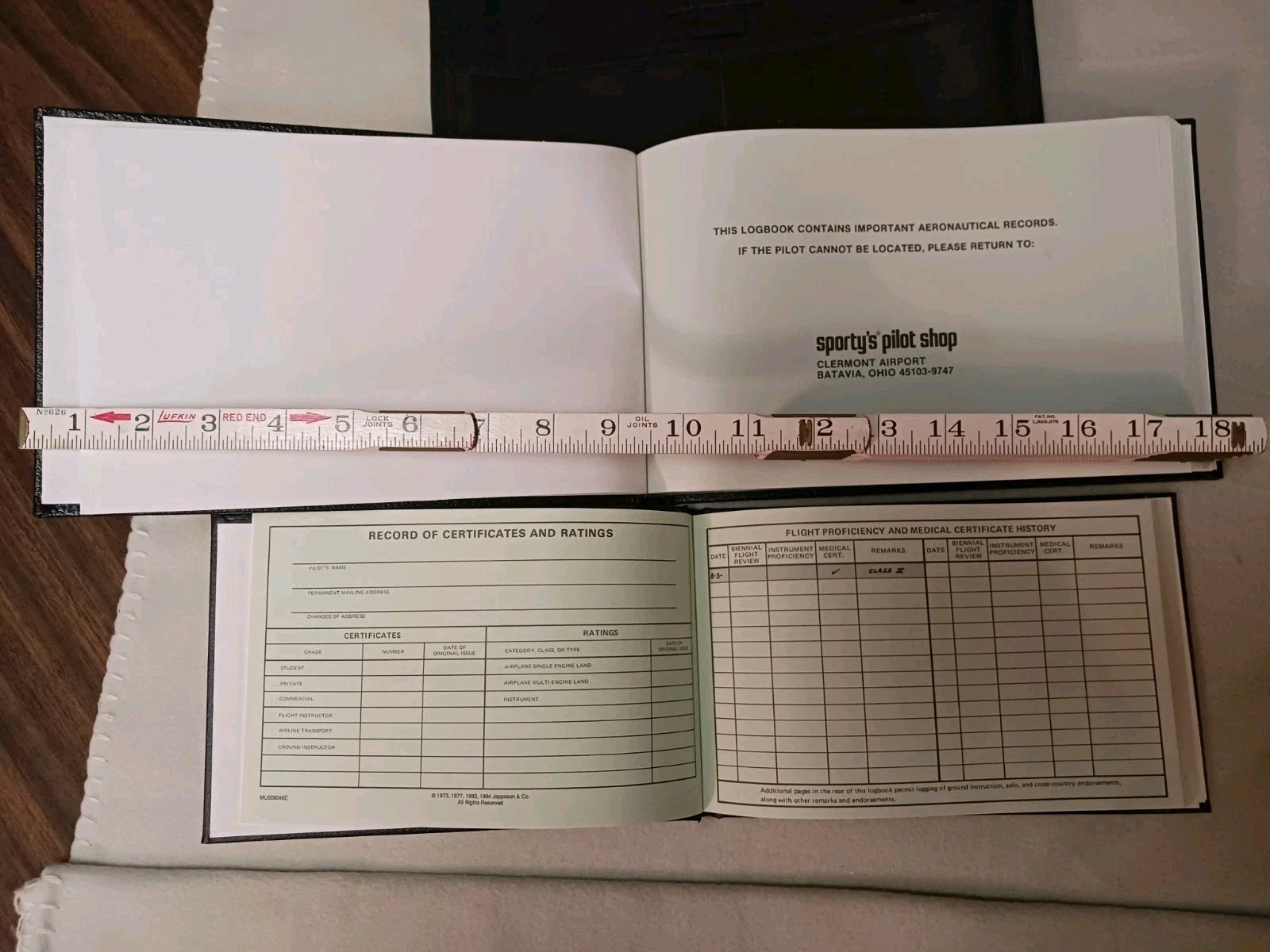 Senior Pilot’s Flight Logbook and Record plus Pilot Logbook and Pouch w/ Windows