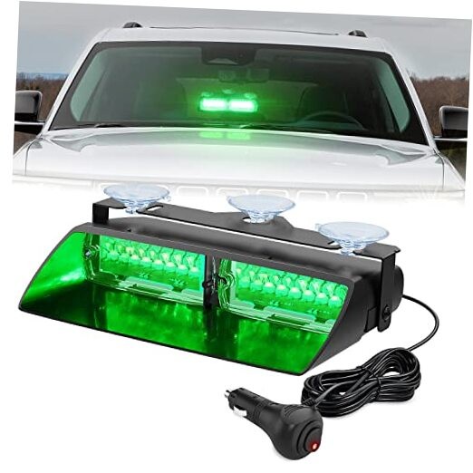 Emergency Strobe Lights Windshield Hazard Warning Safety Flash Light Green