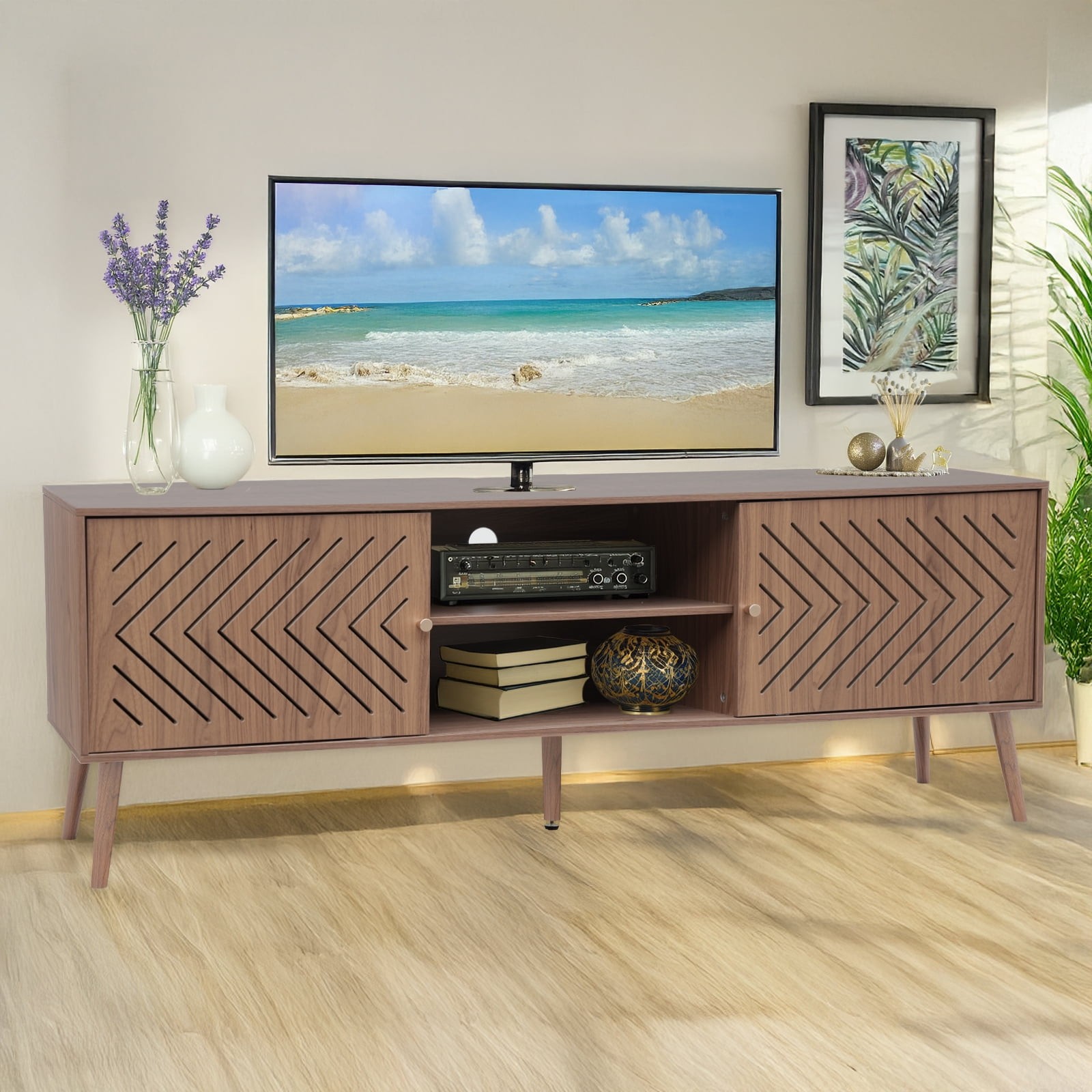 TV Stand Cabinets Modern Entertainment Center with Storage for TV up to 70 Inch