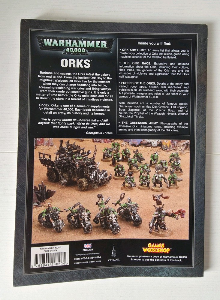 Warhammer 40k Codex Orks 4th Edition Oop Rare 2007
