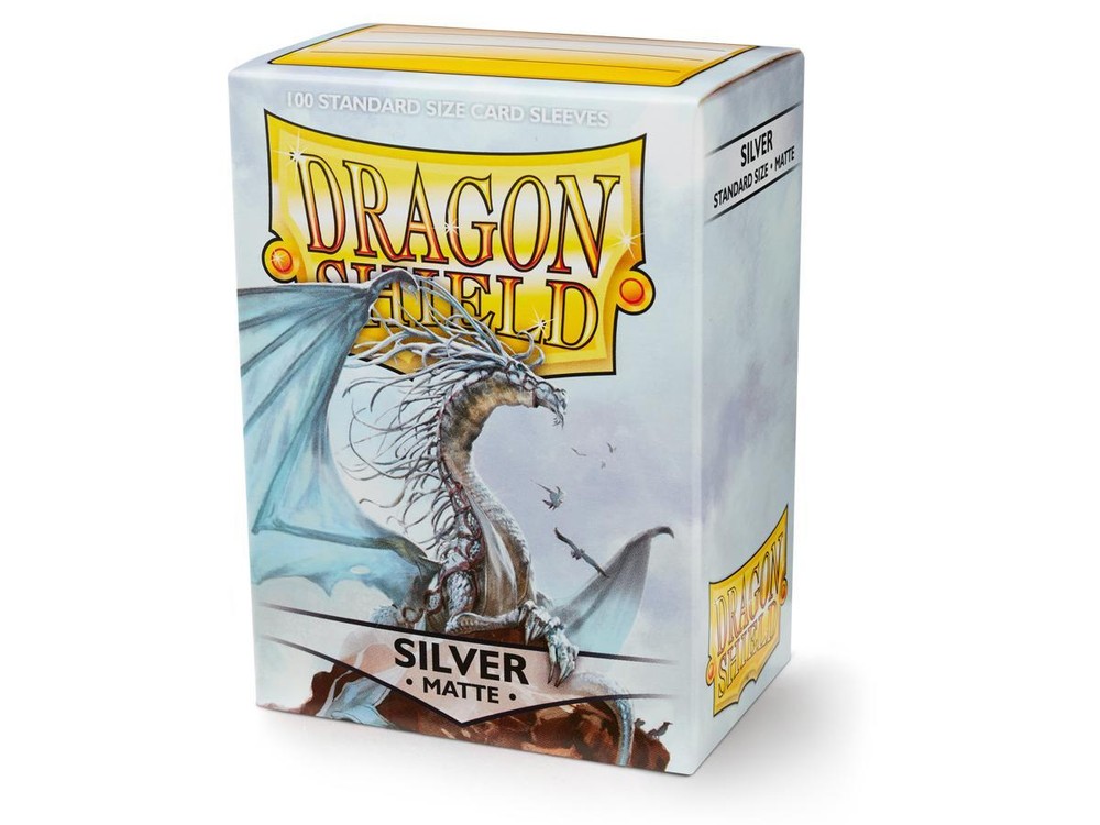 Matte Silver Case Display Dragon Shield Standard Size Sleeves - 10 Packs