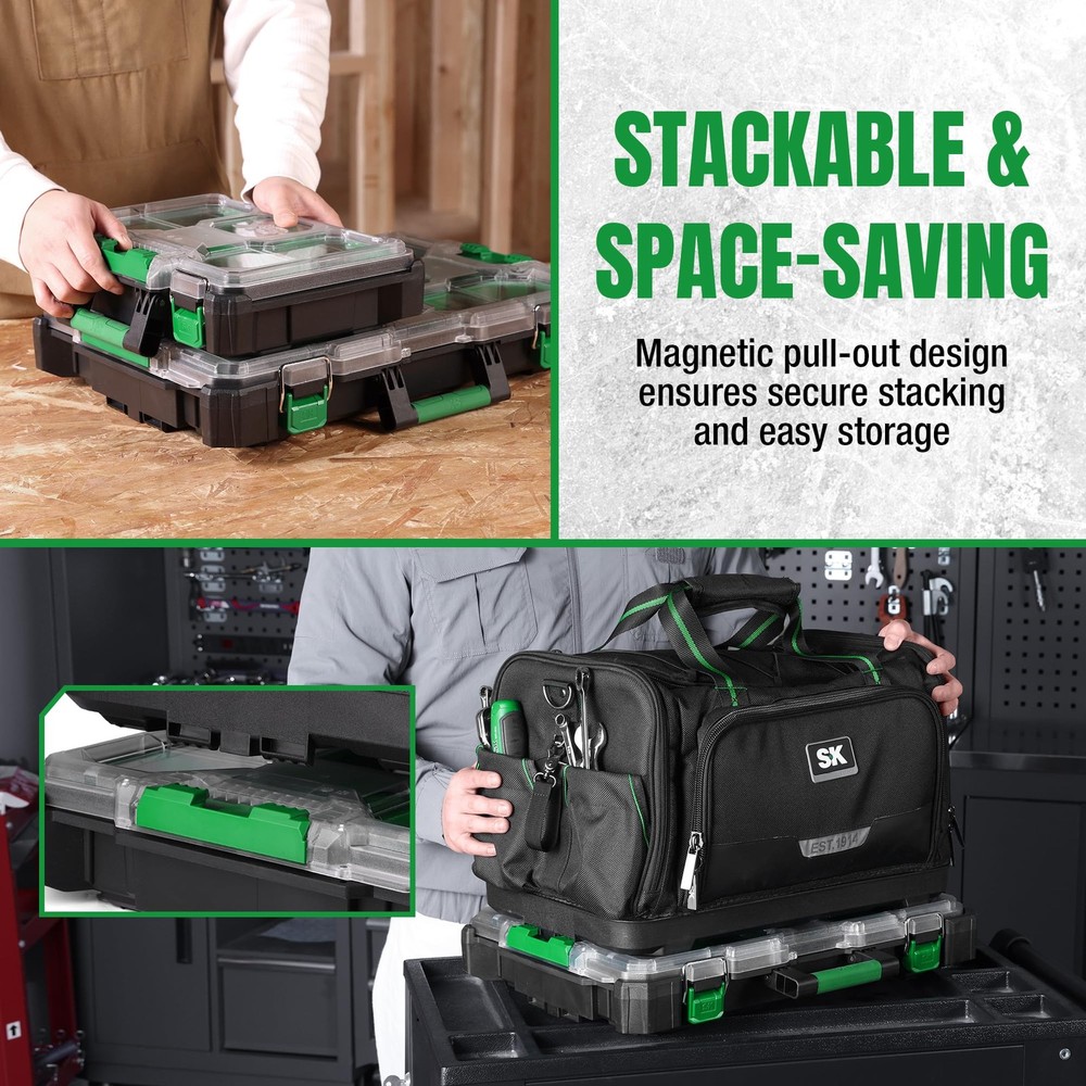 20.5 Inch Small Part Organizer Stackable Tools Box Organizer with 15