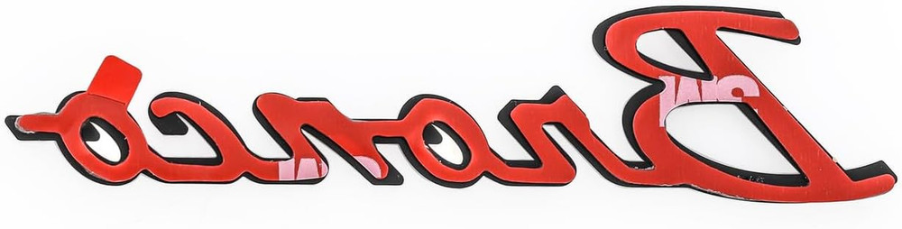 Mini Vintage Script Bronco Mini Decorative Novelty Black Logo Plastic Emblem. I