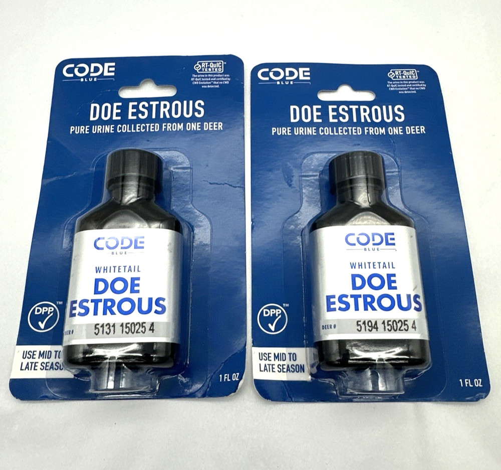2 Bottle Lot Code Blue Doe Estrous 100% Deer Brand New #’d