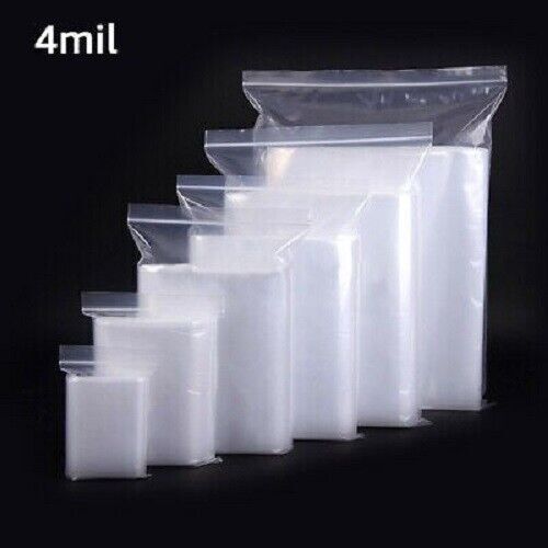 2x3 to 24x24 Clear Seal Zip Lock Top Reclosable Poly Plastic Bags 4 Mil
