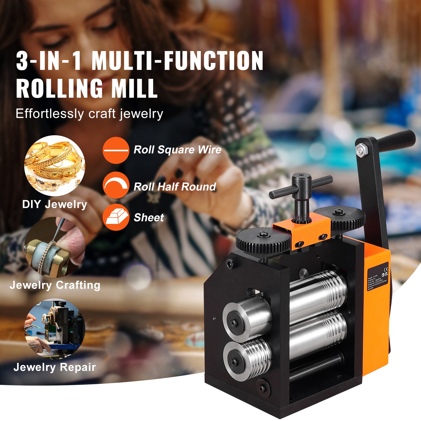 Uimoso Rolling Mill 2.95"/75 mm Jewelry Rolling Mill Machine 1: 2 Gear Ratio