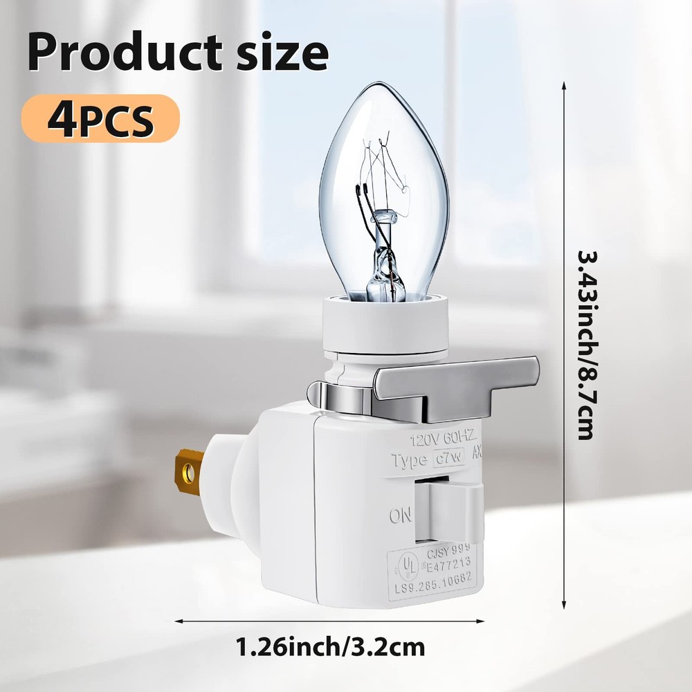 4 Sets Plug in Night Light 120V Lights into Wall Includes 7W white