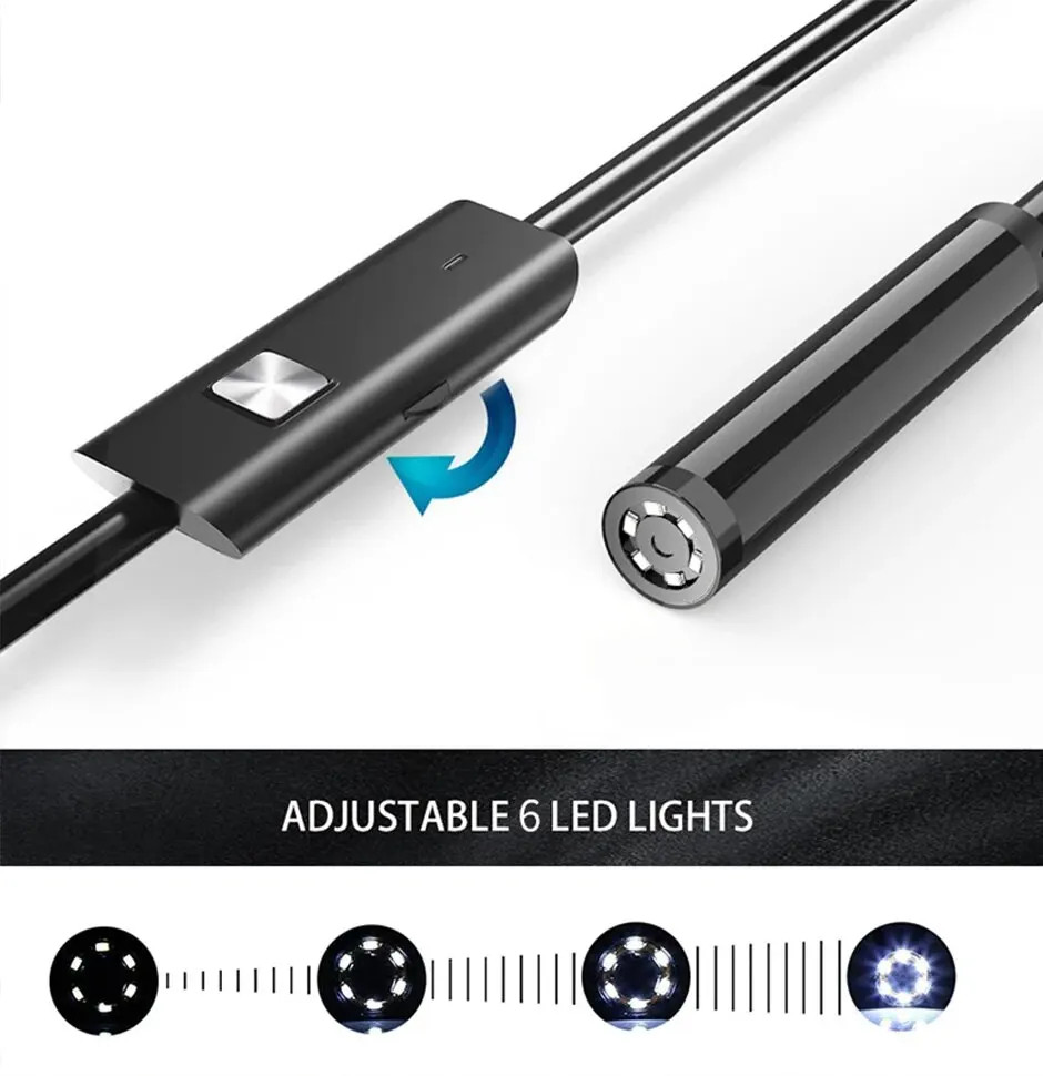 7.0MM TYPE-C Endoscope Camera IP67 Waterproof 6 LEDs Adjustable USB Android
