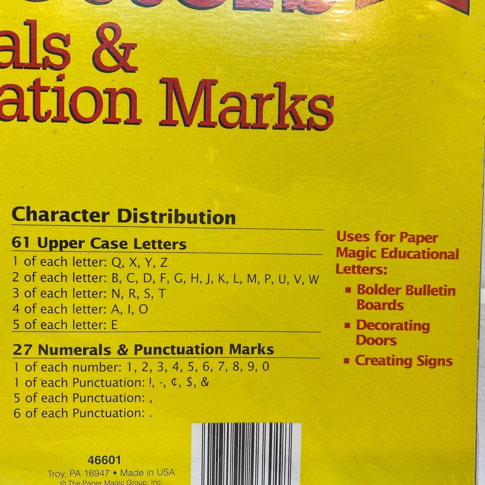 Paper Magic Group Educational 4" Letters Numerals Punctuation Marks 88 Pieces