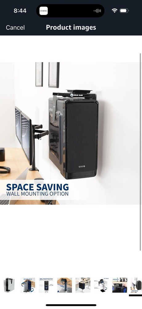 Adjustable Under Desk and Wall PC Mount, Computer Case CPU Holder MOUNT-PC01