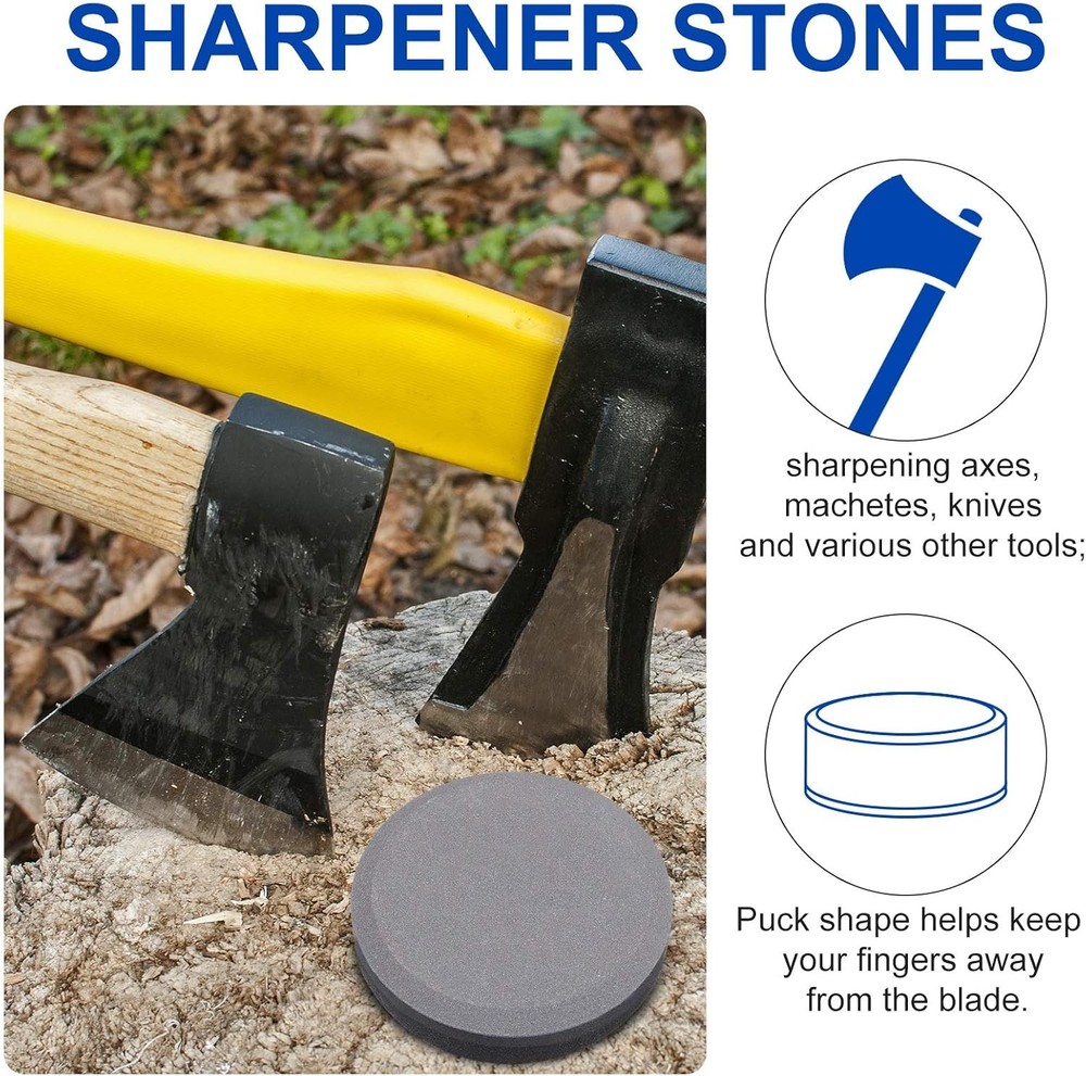 Axe Sharpener Sharpening Dual Grit Multipurpose Puck Gray, Black