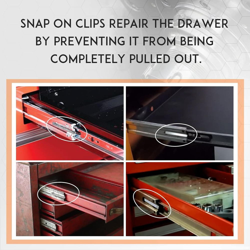 1-5/8" Tool Box Drawer Slide Retainer Clips Keeper Universal Compatible with Mac