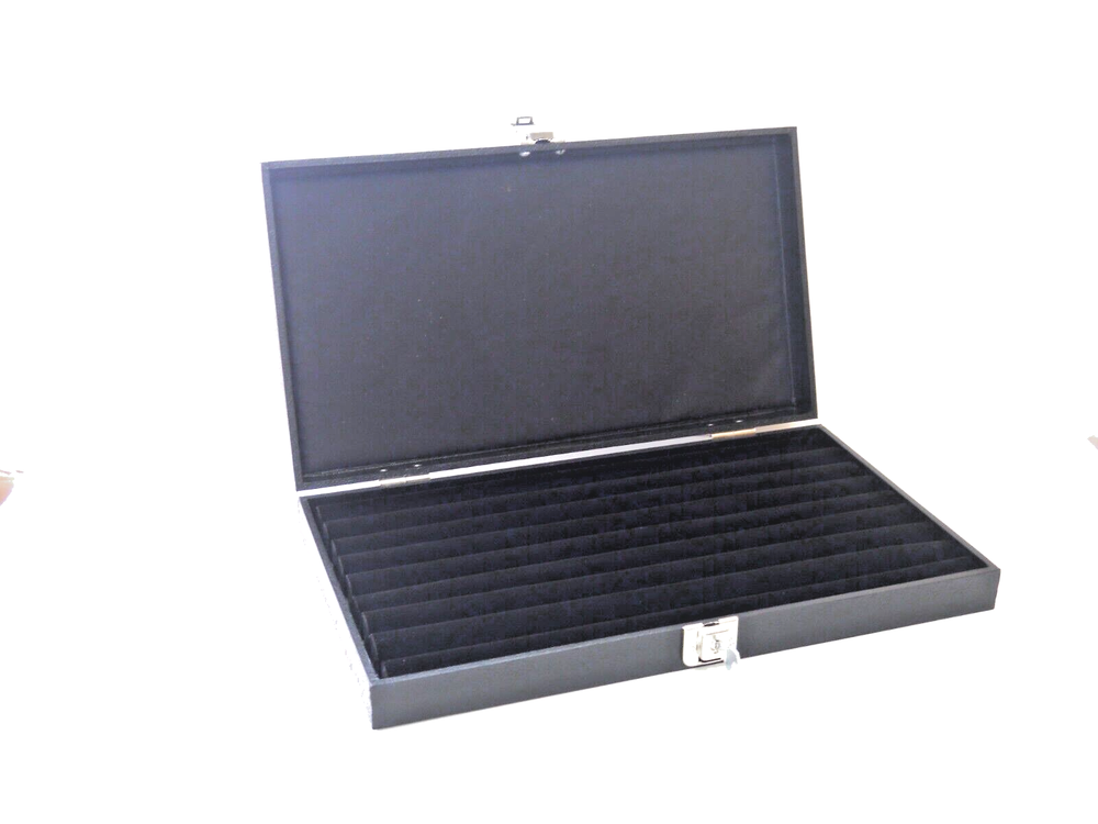 1 Wholesale Solid Top Lid Black 8 Row Ring Display Portable Storage Boxes Case
