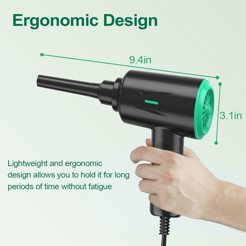 Versatile 2-Speed Electric Air Blower with Essential Accessories for Electronics