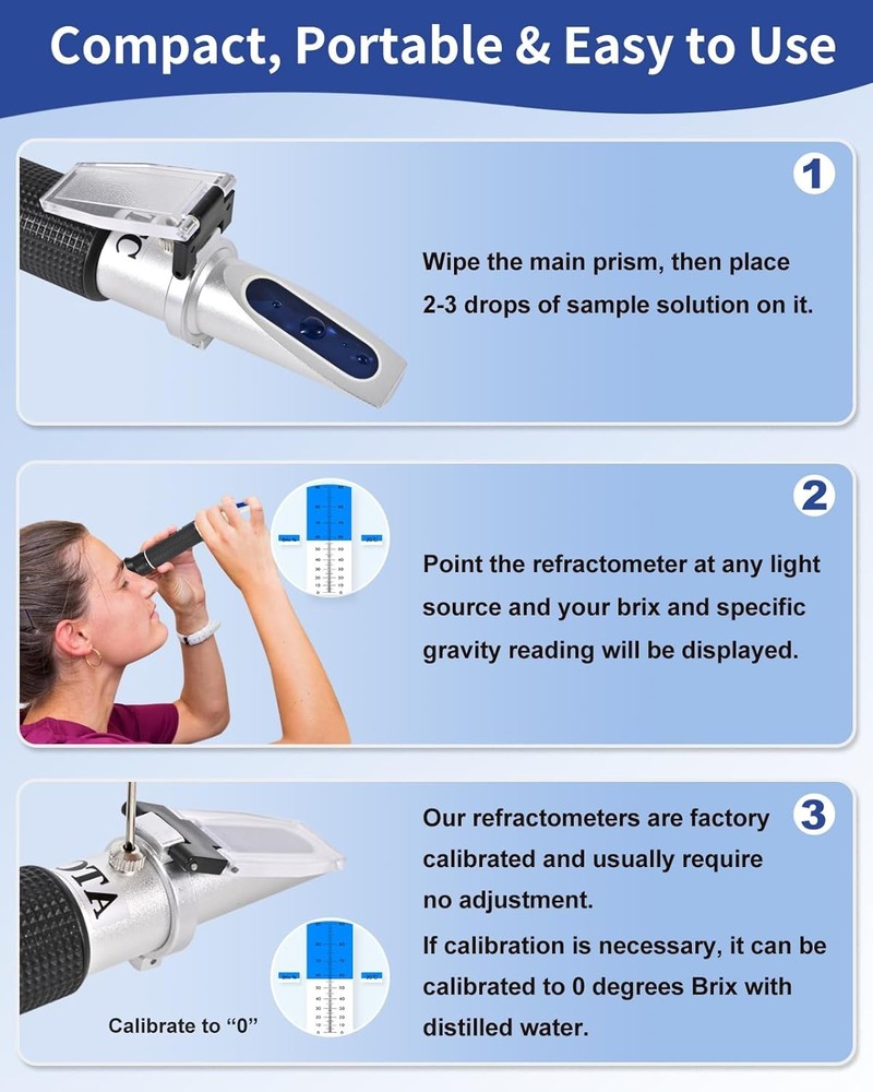 Brix Refractometer 0-90%, Brix Meter Refractometer with ATC, Accurate Refractome