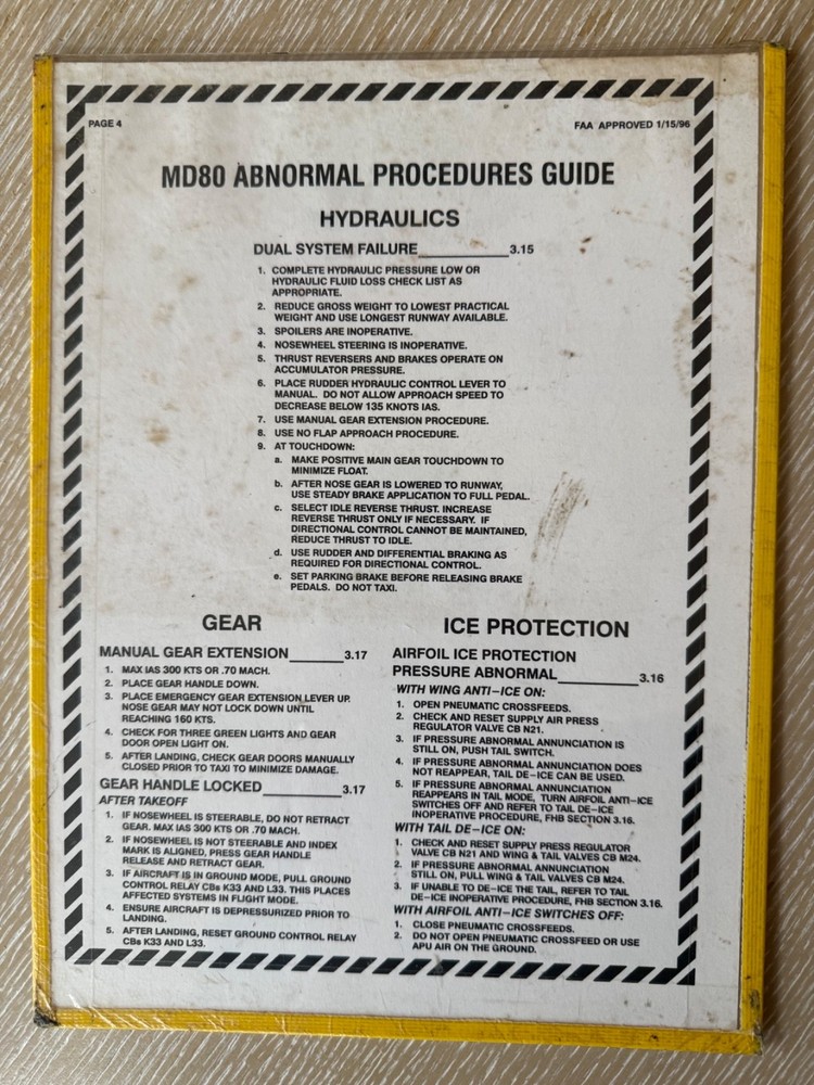 MD80 Abnormal Procedures Guide In Packaging
