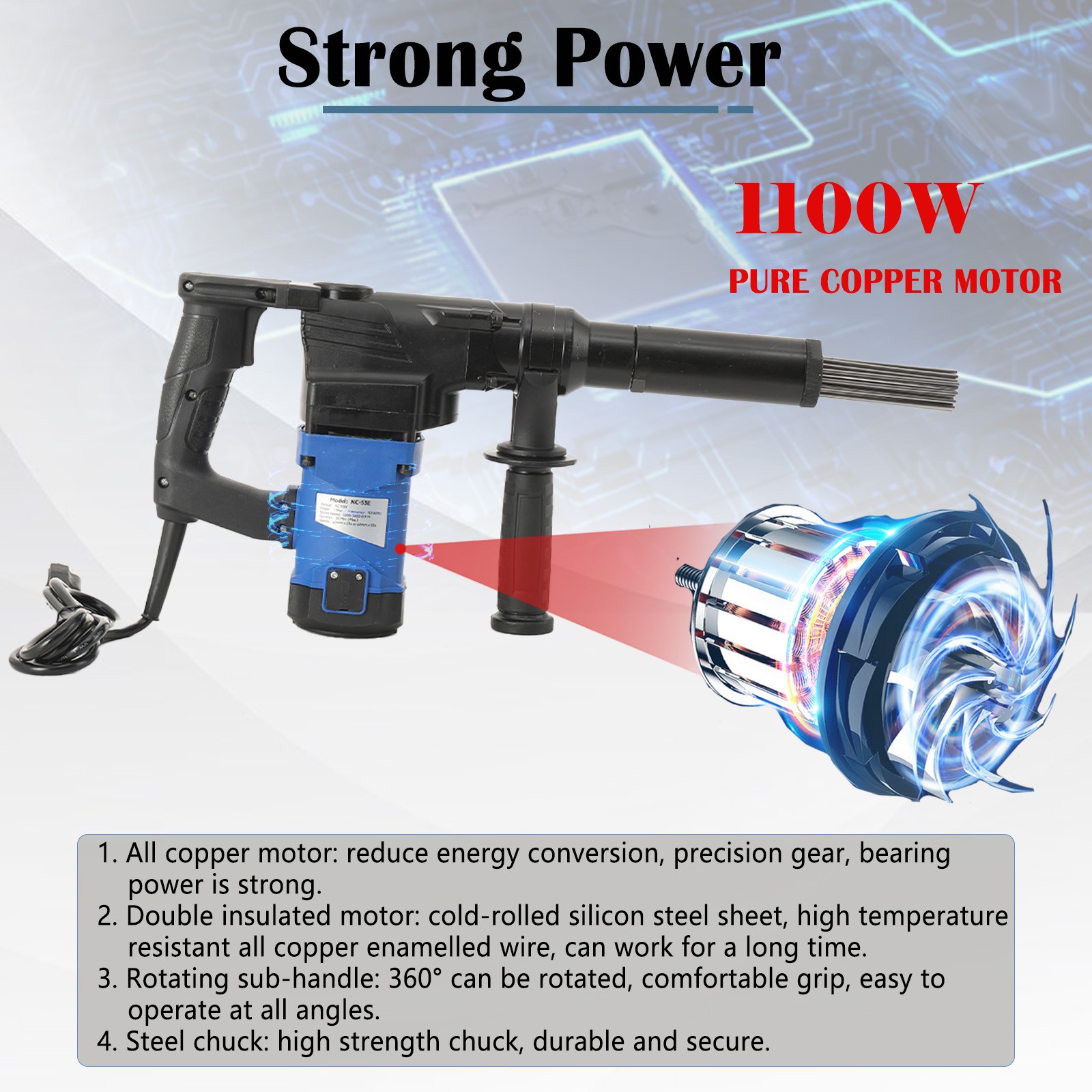 AC110V Electric Needle Scaler Needle Derusting Gun Marine Rust Removal Tool