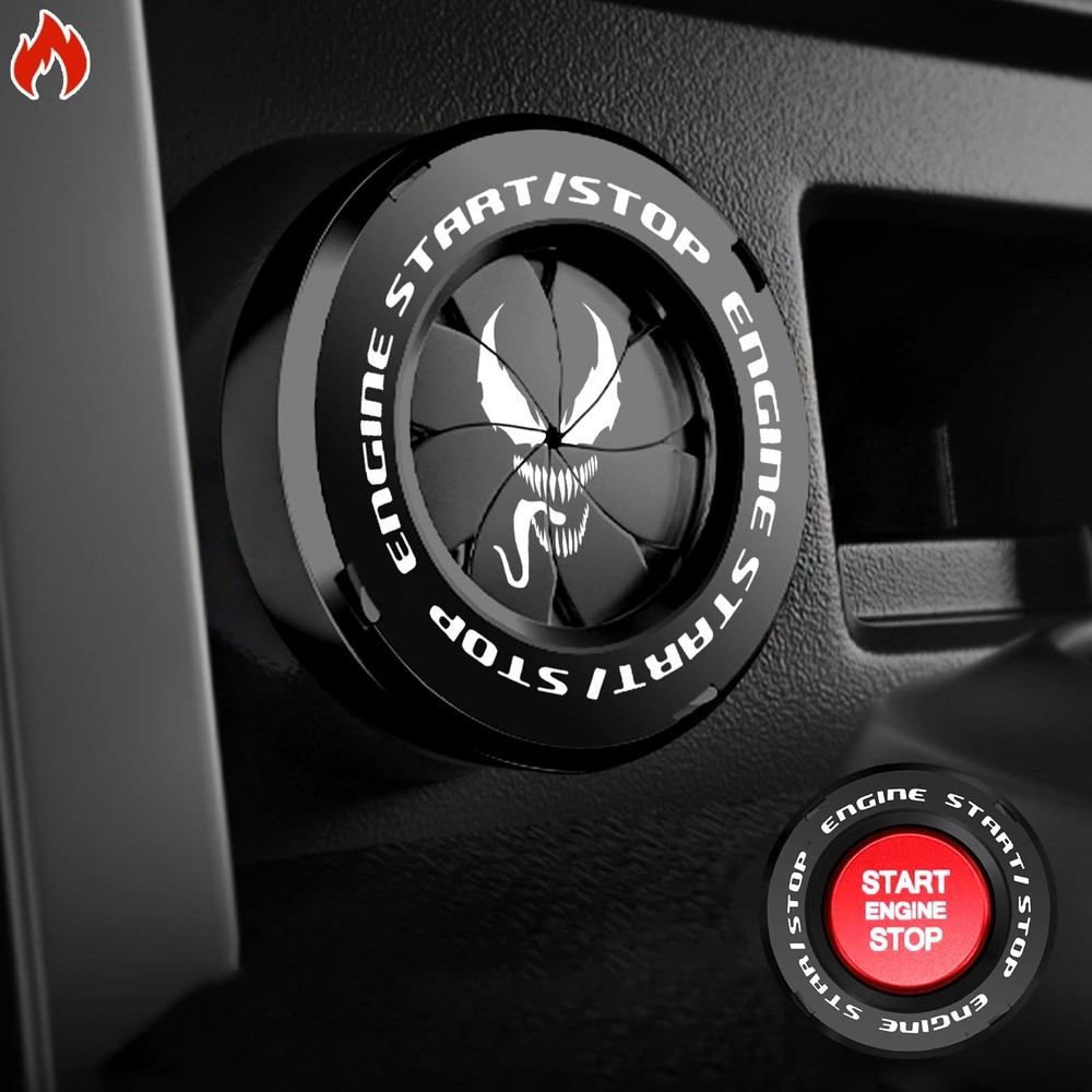 Push Start Button Cover, Venom Car Engine Start Stop Button B-Venom-Black