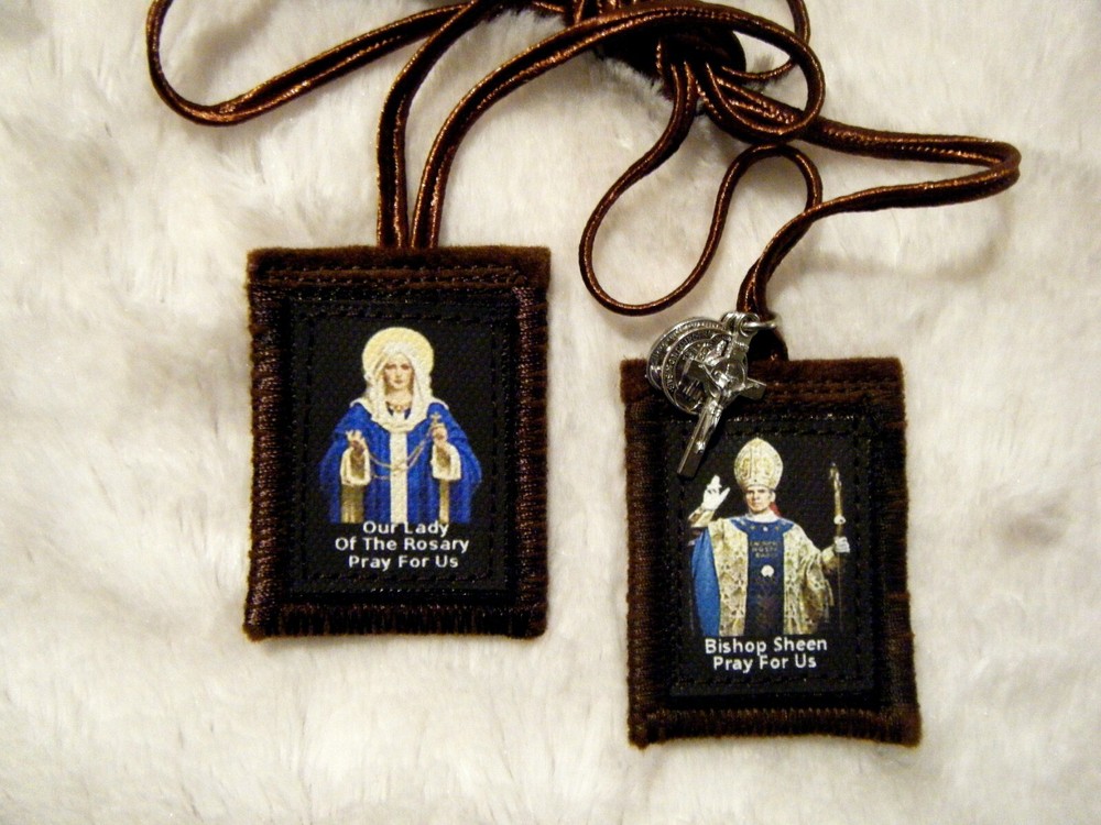 Fulton Sheen Brown Scapular 100%Wool Handmade in USA