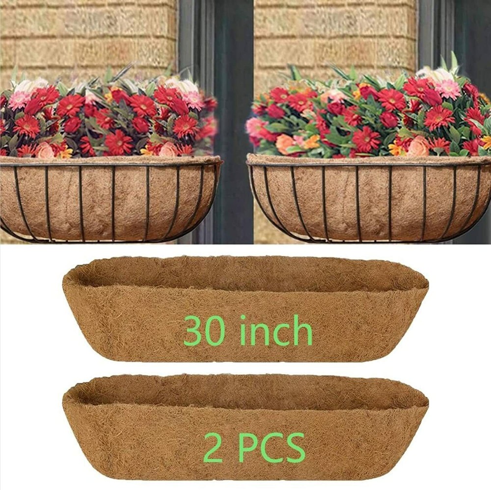 2Pcs 30 inch Trough Coco Fiber Window Deck Coco Replacement Liner for Window Box