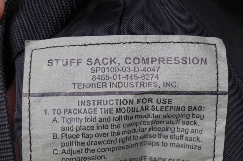 DAMAGED - Sleep System Compression Bag 9 Strap Stuff Sack Black MSS Bag Sleep