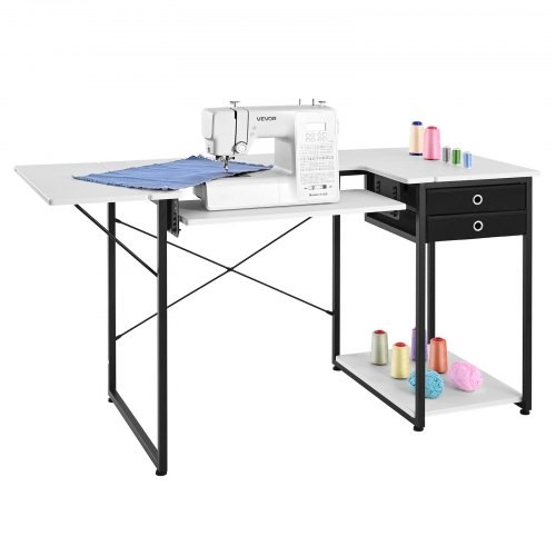 HOT/ Sewing Table,Multipurpose Sewing Machine Table with Drawers,Foldable Side