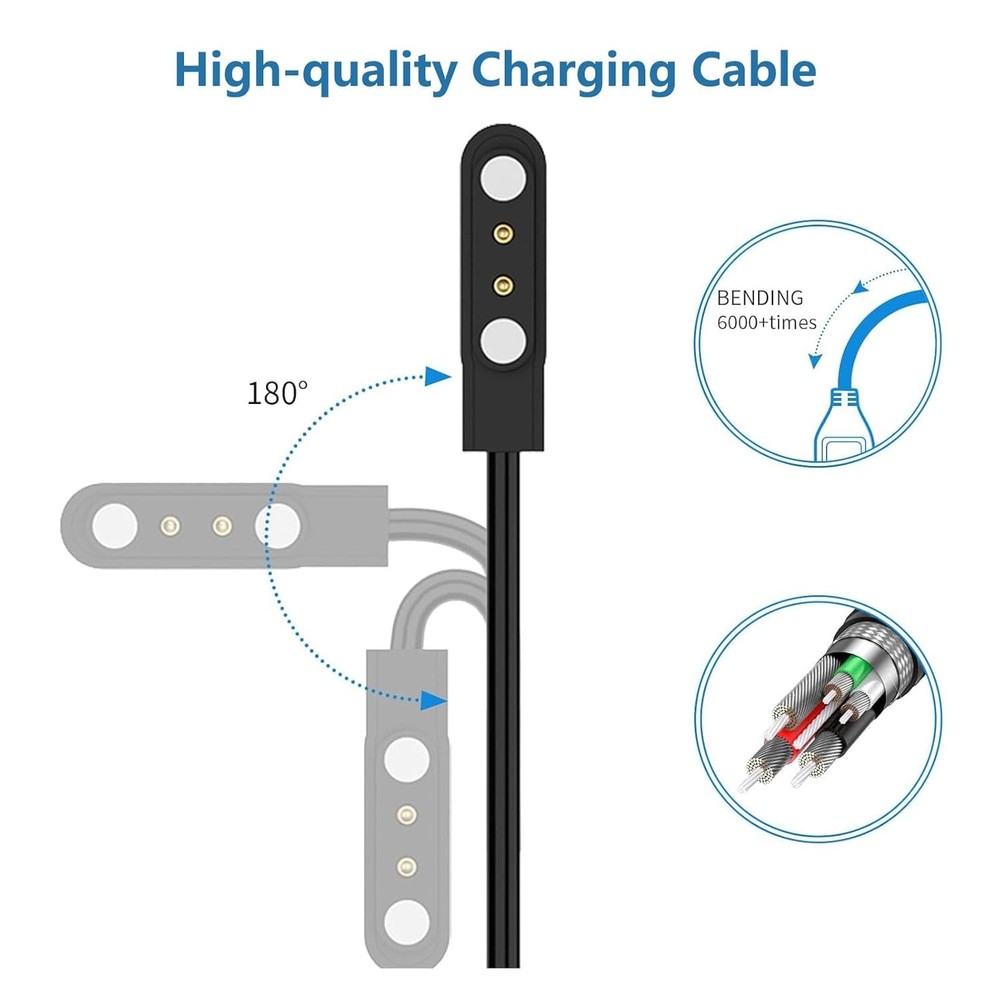 VeryFit Smartwatch Magnetic USB Charging Cable 3.3FT Replacement