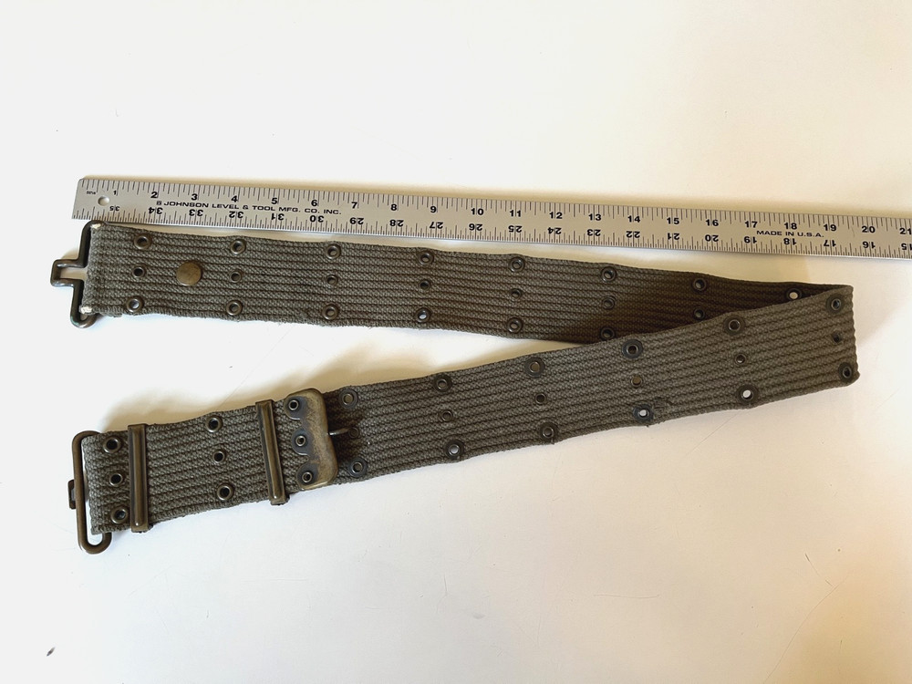 US Army Pistol Belt Olive Drab Brass - WWII, Korea, Vietnam - Era Unsure