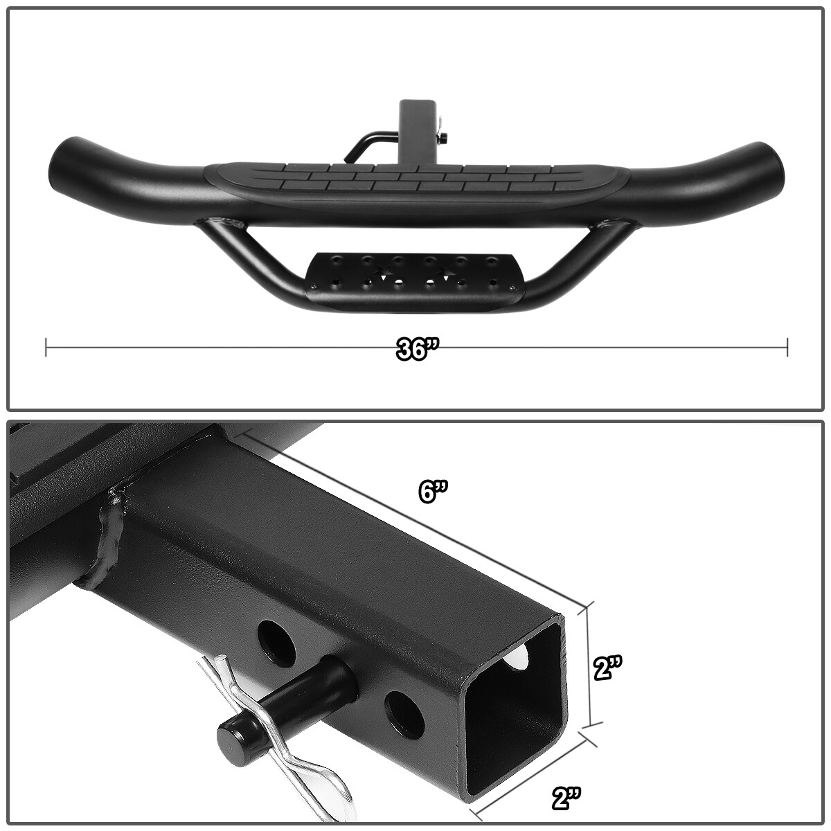 FOR 2" RECEIVER REAR BUMPER TRAILER TOWING HITCH STEP BAR GUARD 36"WIDE X 4"OD