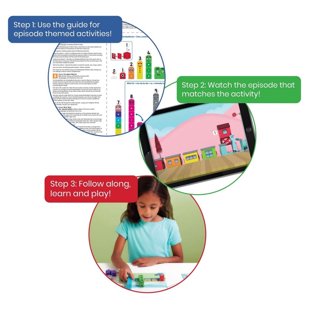 Mathlink Cubes Numberblocks 1-10 Activity Set, 30 Preschool Learning Activities,