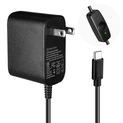 RasTech 27W Power Supply with Switch for Raspberry Pi 5 Power Adapter GaN PD