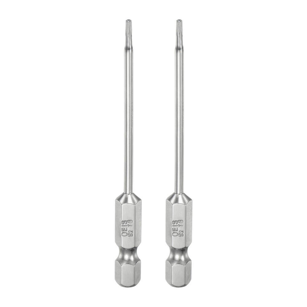 2pcs T6 Security Torx Bit 1/4" Hex Shank 3" Long Tamper Resistant Star Bits
