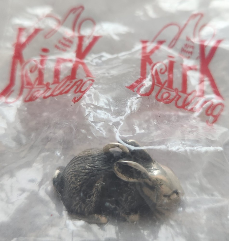 KIRK & SON Solid Cast Sterling Silver Miniature "Hare Raiser" Bunny with Bale