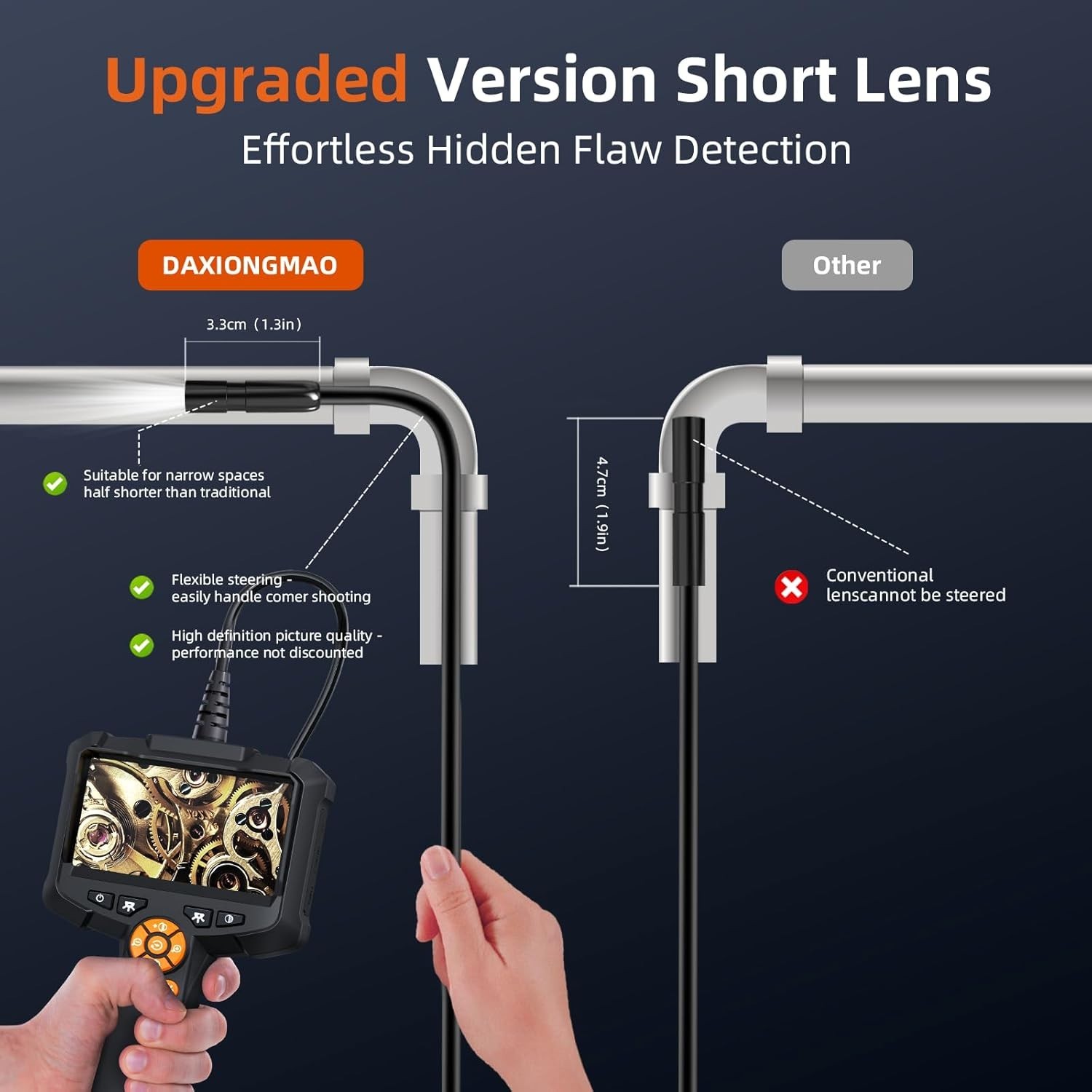 Endoscope Camera 1080P HD Snake Borescope with Light Articulating Waterproof