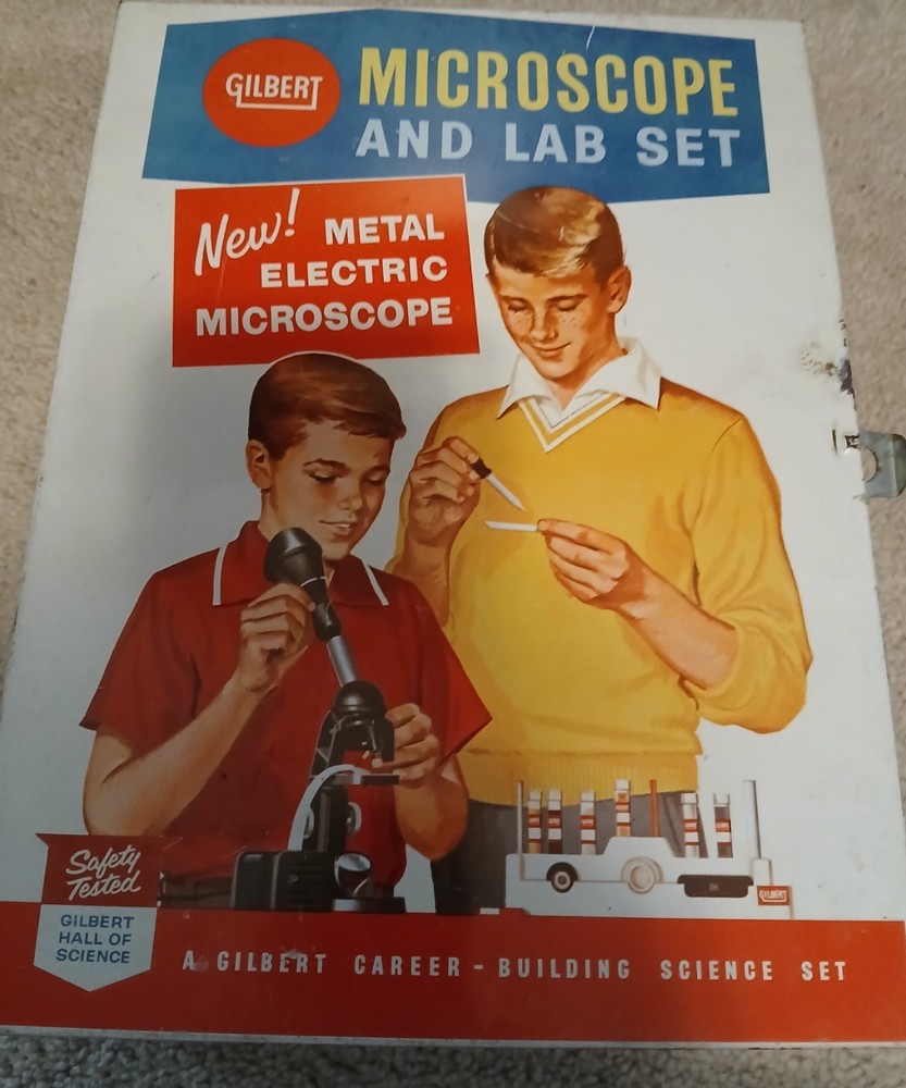 Vintage GILBERT MICROSCOPE AND LAB SET: 1960 Incomplete, Box & Microscope only