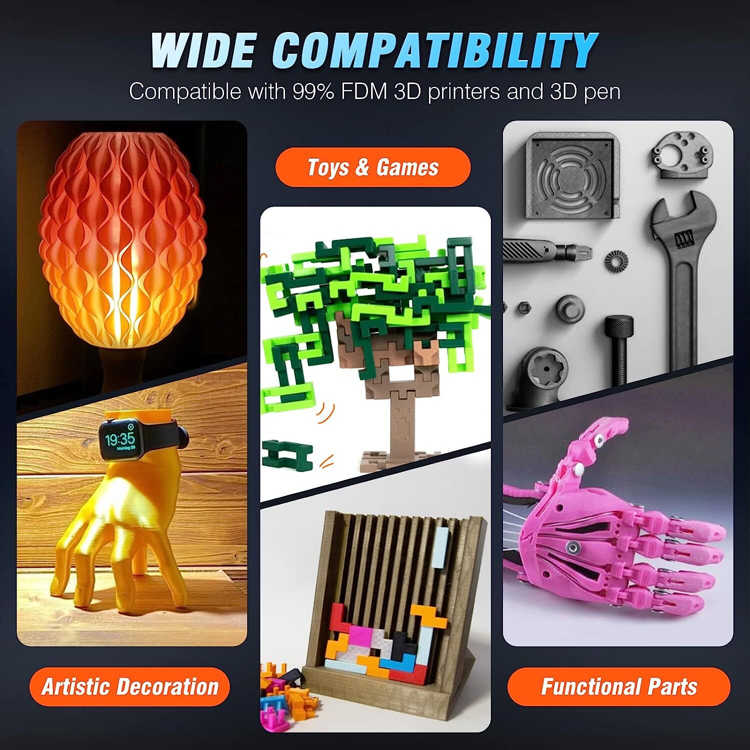 JAYO PLA Matte PETG PLA+ SILK ABS TPU 1.75mm Filament 1.1KG Spool Neatly Wound