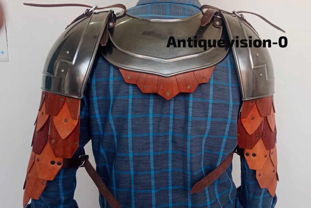 Medieval Steel Gorget & Pauldrons Set, Battle Warrior Gorget Pauldron Shoulder