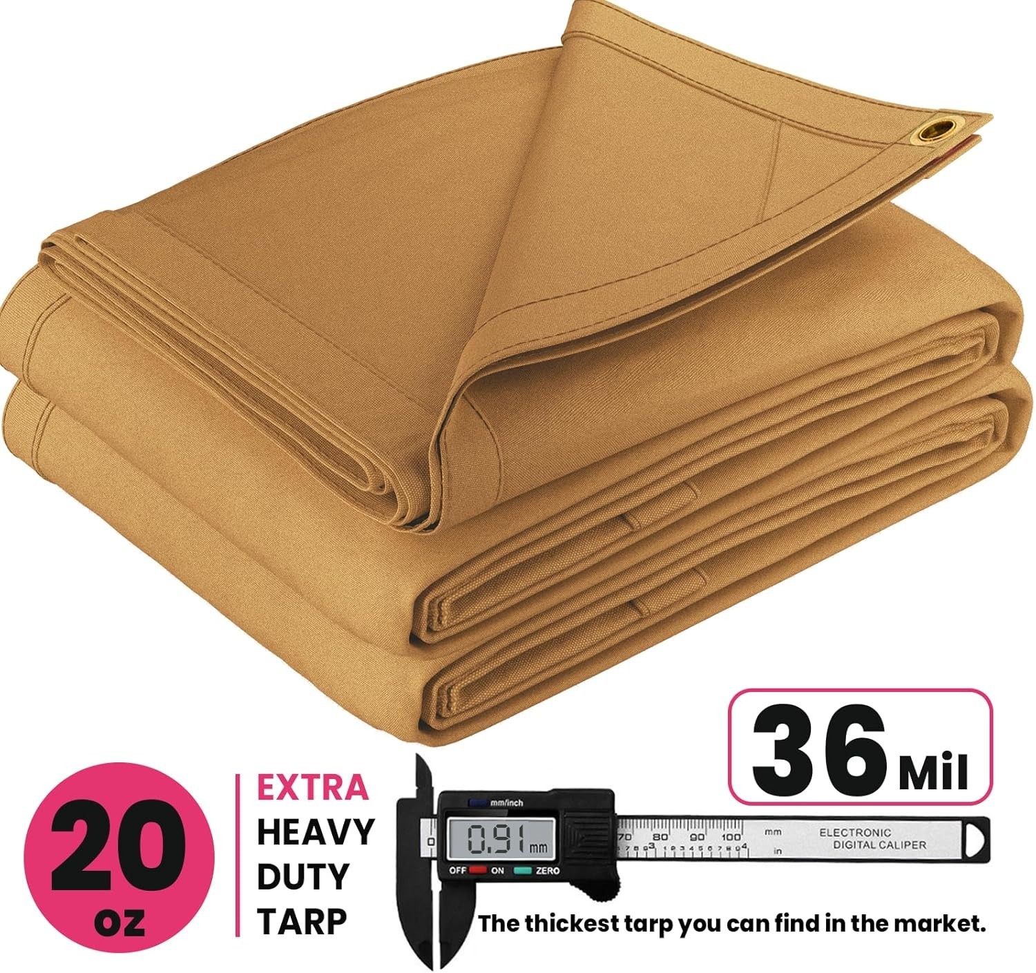 PROTARP Heavy Duty Canvas Tarp Water & UV Resistant, 100% Virgin Tarpaulin Cover