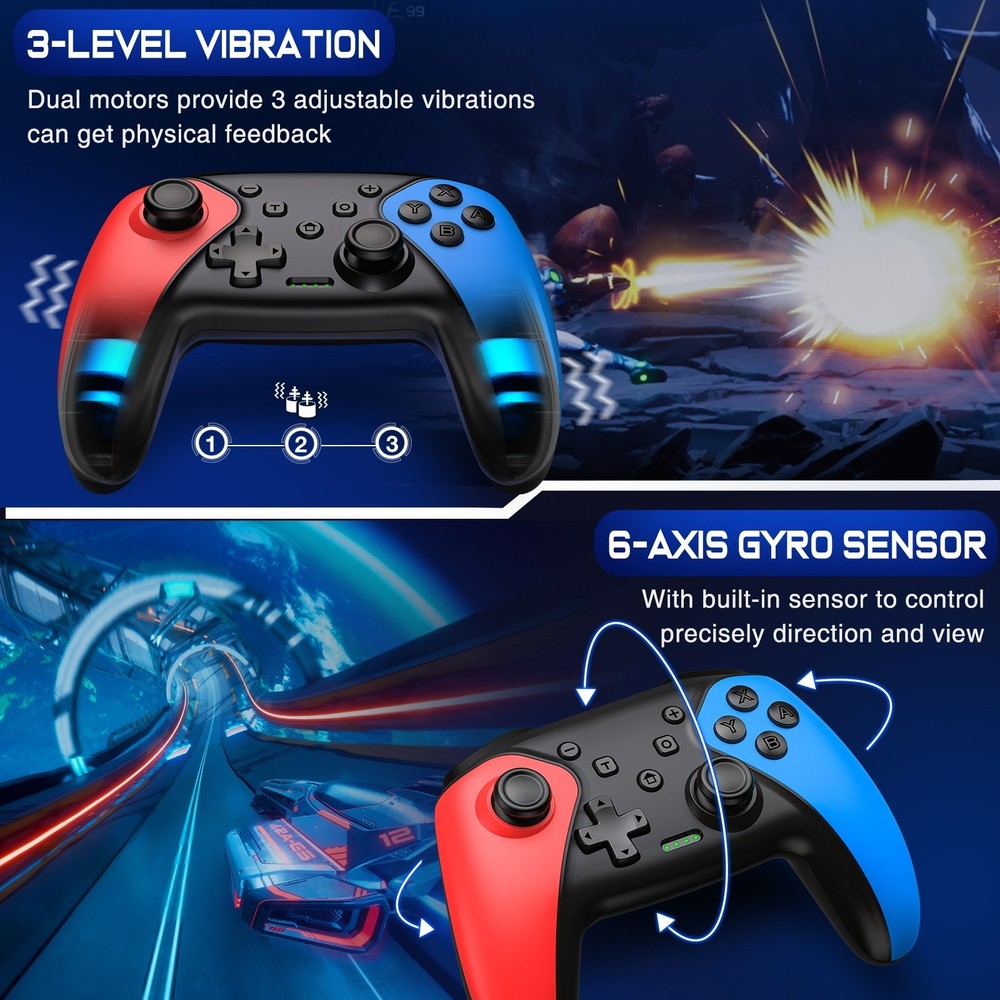 2Packs Wireless Switch Pro Controller for Nintendo Switch 2/OLED,Android/iOS