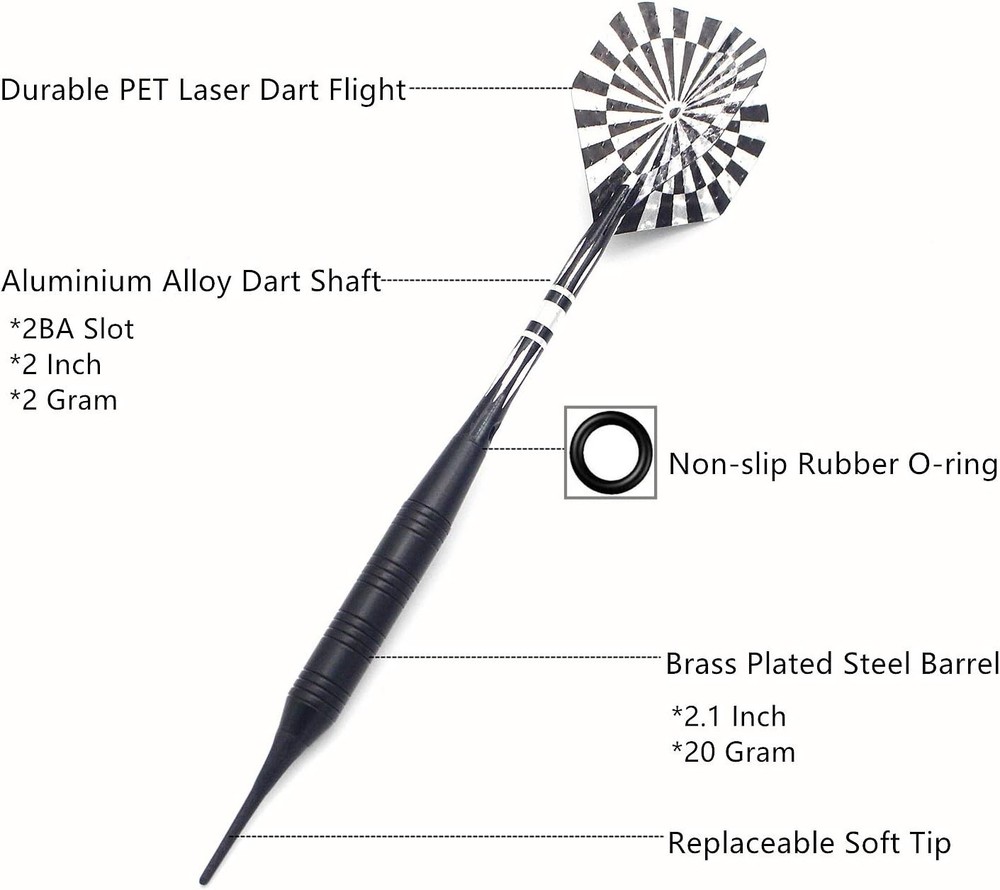 Soft Tip Darts Set 18g & 22g for Electronic Dart Boards - Plastic Tips