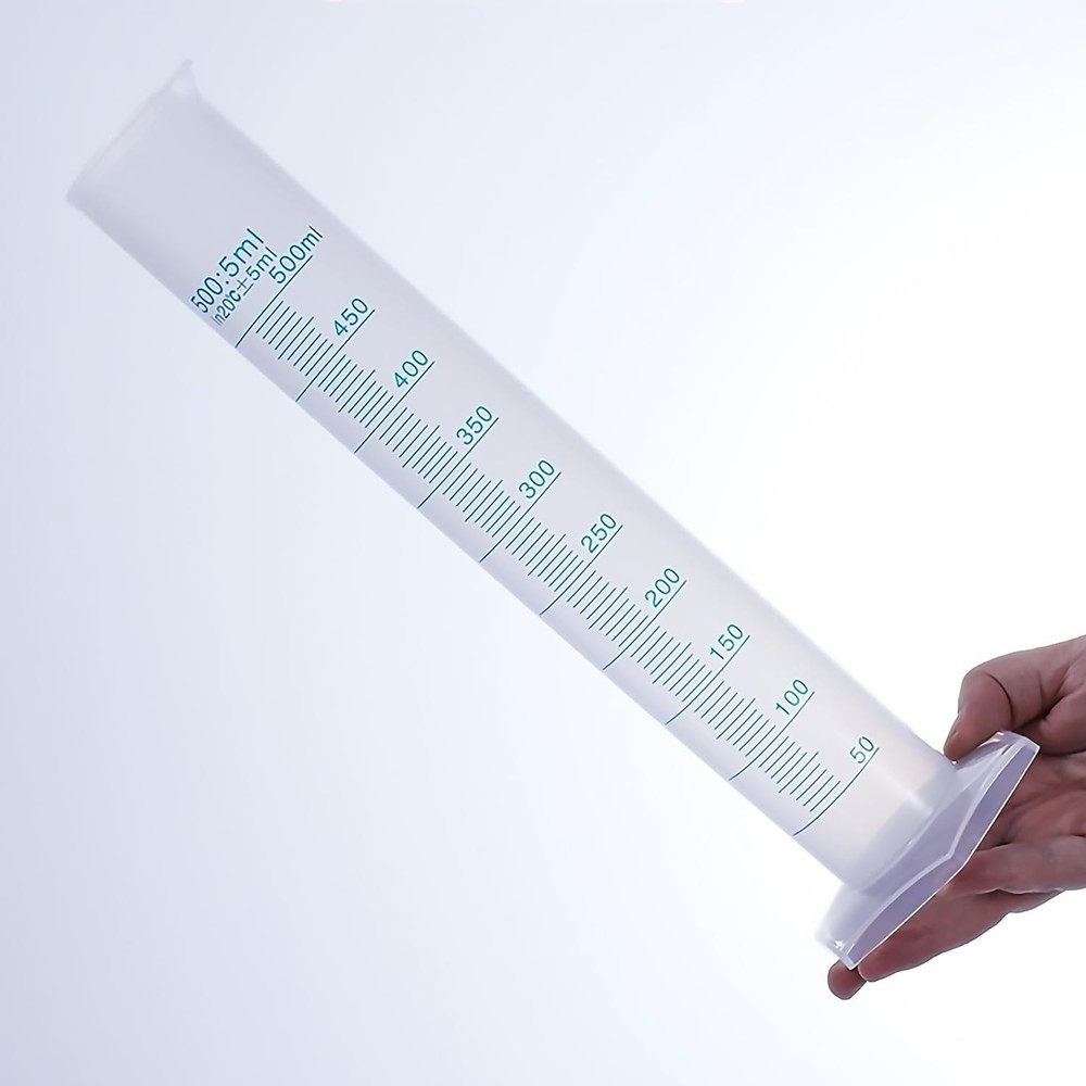 500ml Plastic Measuring Graduated Cylinder, Polypropylene Plastic, 2-Sided Ma...