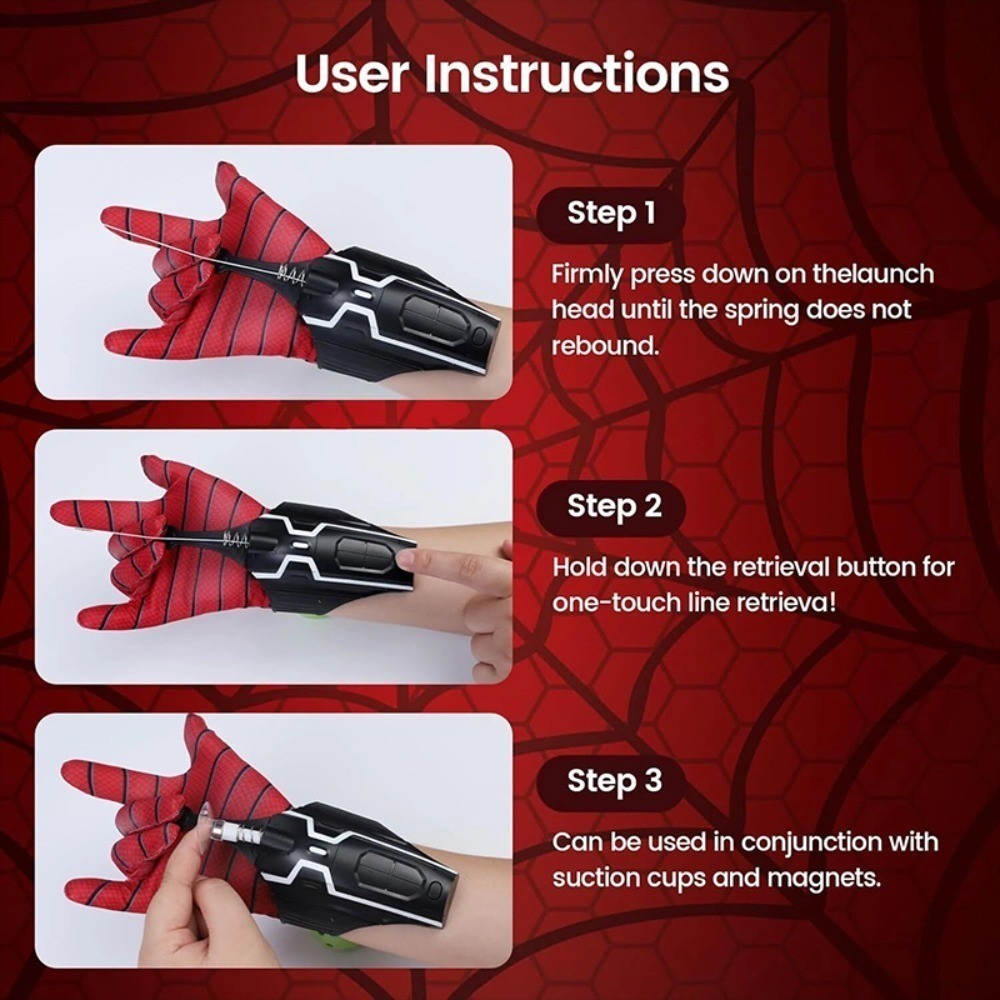 Spider Man Launcher Glove Cosplay Spider String Web Shooter Toys For Children US