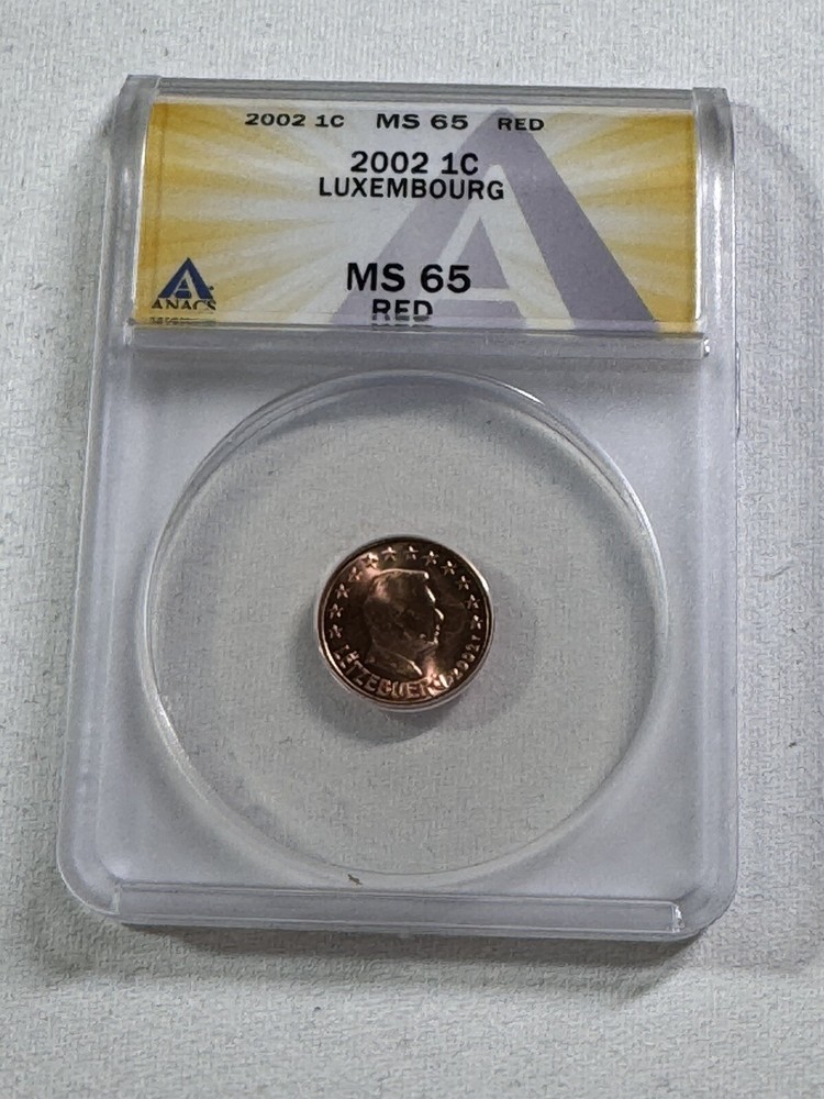 2002 Luxembourg 1 Cent Graded MS 65 RD by ANACS