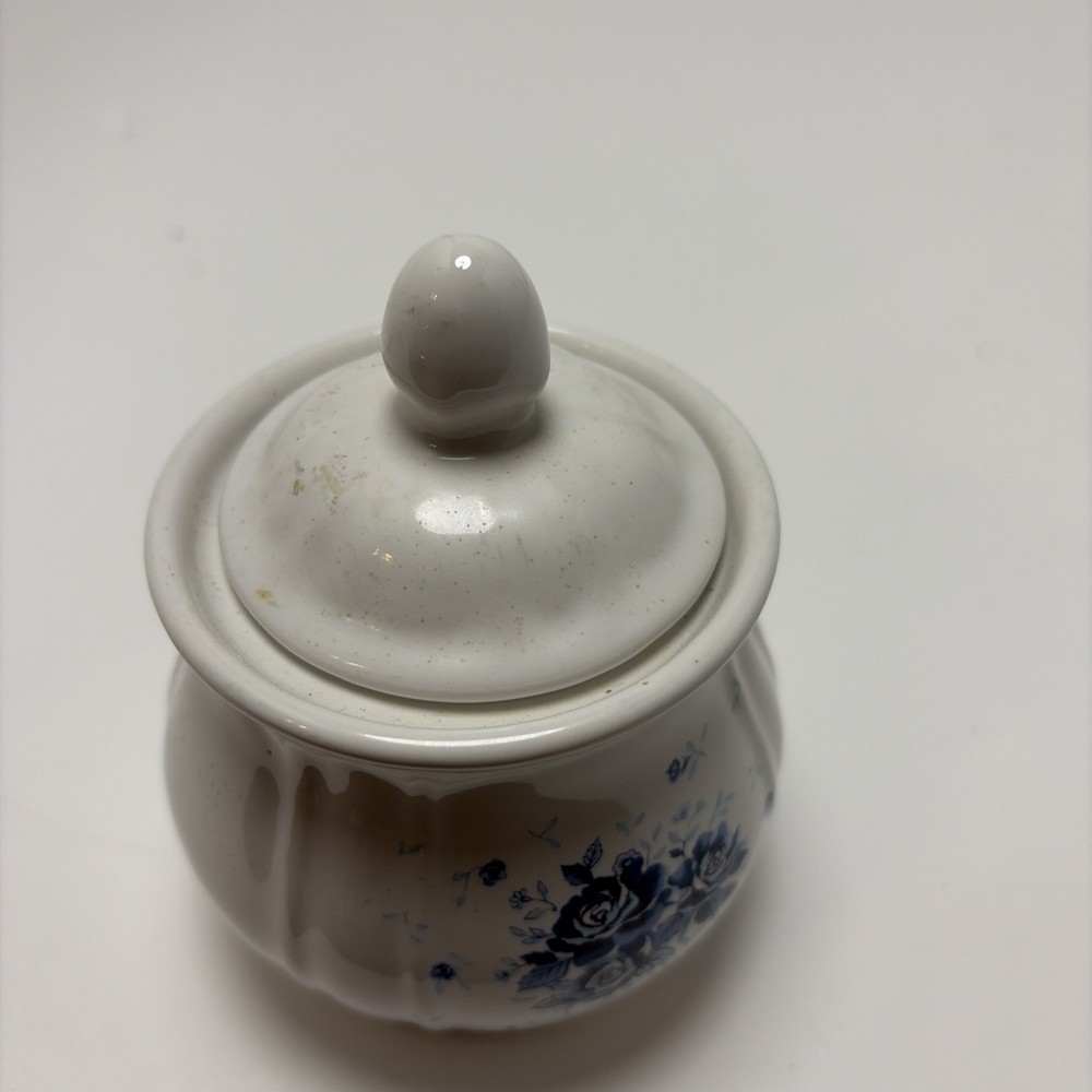 White Ceramic With Blue Roses Image