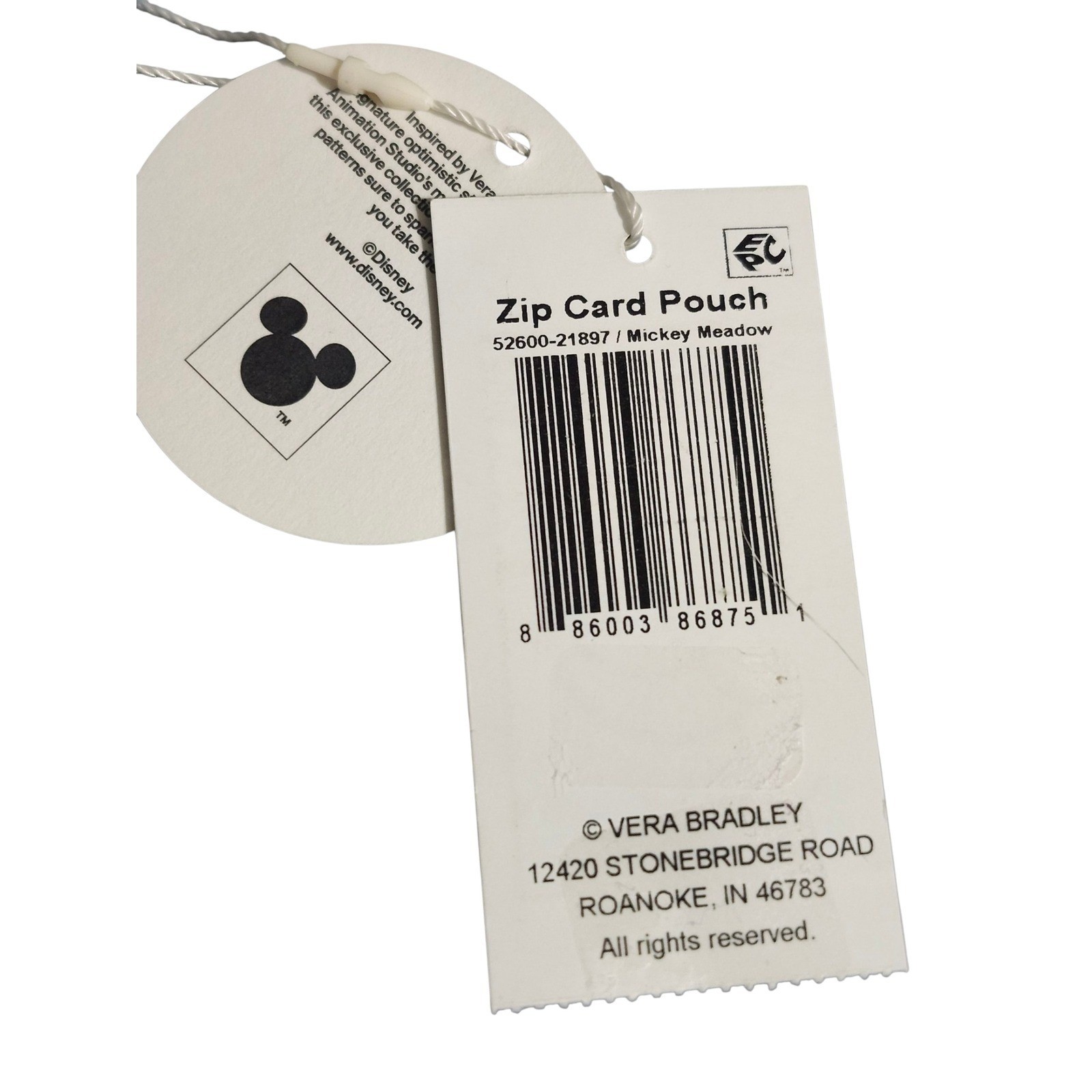 Vera Bradley Limited Ed. Zip Card Pouch Mickey Meadow Floral Quilted Disney NEW