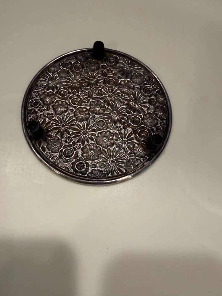 Vintage Victorian Style Silver Plate Footed Trivet 6"D X .5"