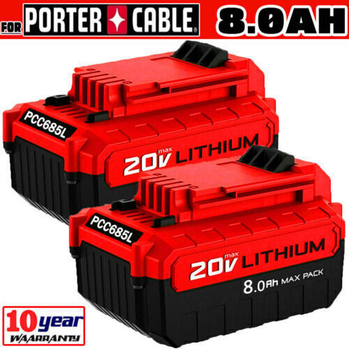 NEW For PORTER-CABLE 20V Lithium Tool Battery Replace 8.0Ah 2Pack (PCC685LP) 🆕