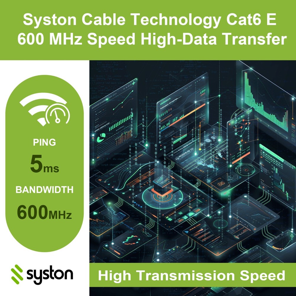 Syston Cat 6E Ethernet Network Cable 600MHz 23AWG UTP Solid Copper Wire-CMP Bulk